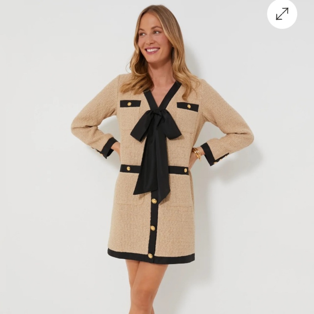 TUCKERNUCK POMANDER PLACE

Tan Coco Tweed Bow Dress